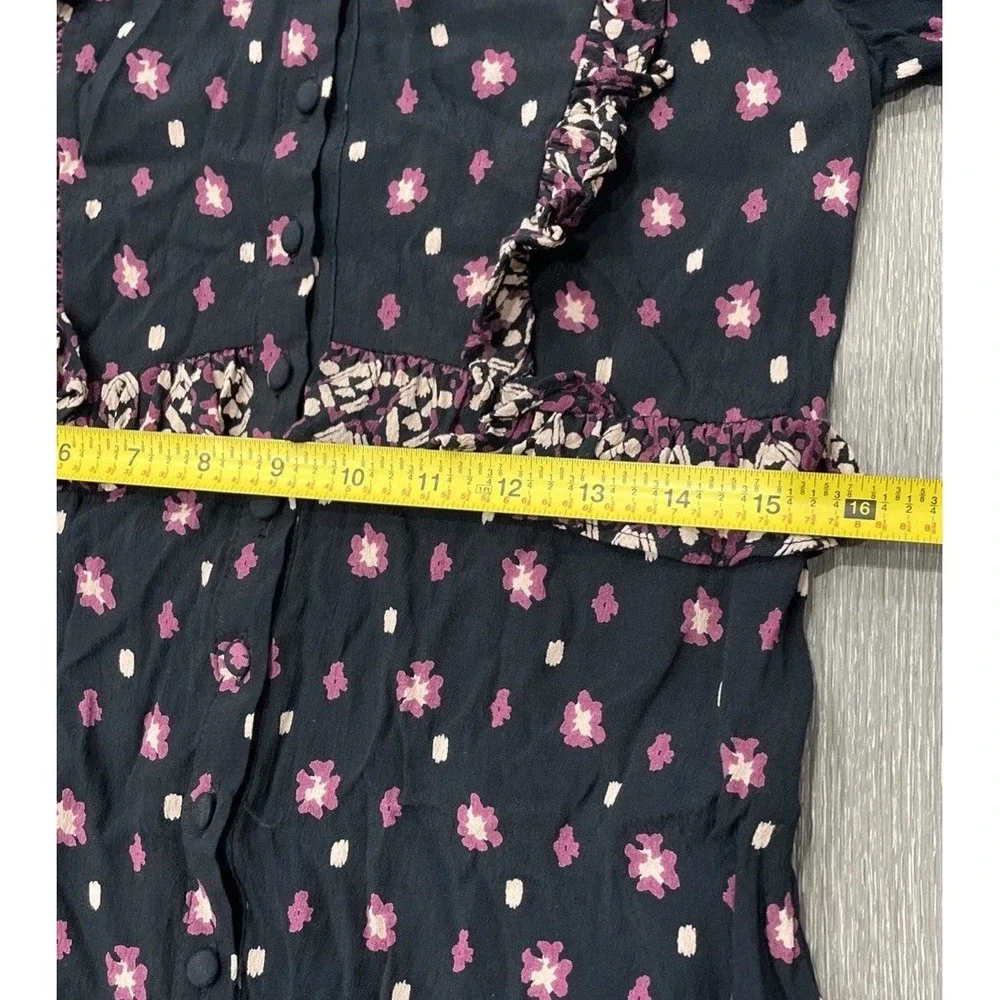 Free‎ People Women Midi Dress Black Floral Calico Skies Cottagecore Boho Sz S